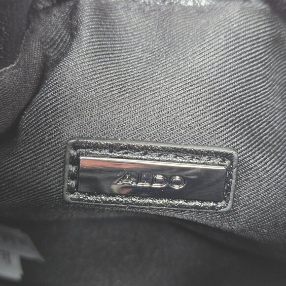 Aldo Mackie Black Faux Leather Bucket Bag Rhinestone Fringe Festival Party - Picture 10 of 13